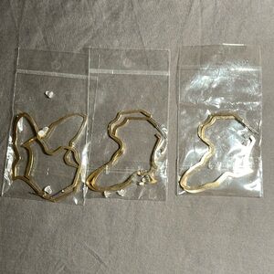 3 Sets of Gold Tone Earrings Shape of Africa